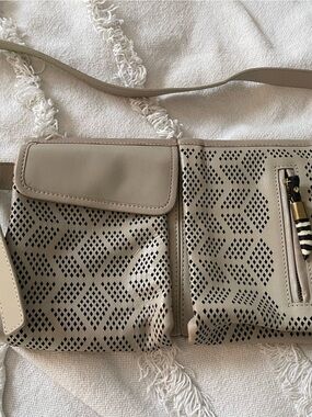 Kempton & Co Olivia Belt bag, chalk double diamond perf
